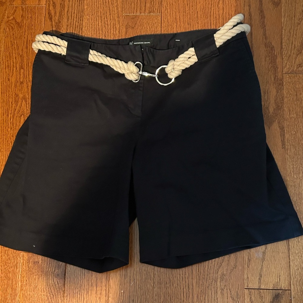 INC International Concepts Women’s Black Shorts with Rope Belt Sz 12